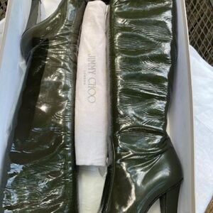 Jimmy Choo Hallie Pat Grey Patent Boots